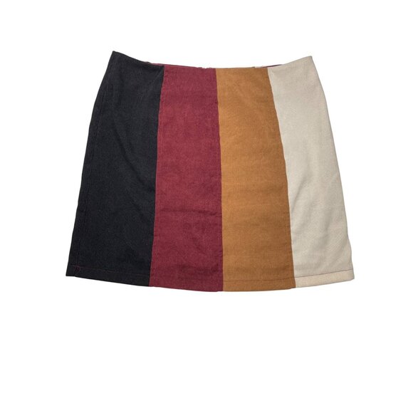 Altar'd State M Mini Skirt Fall Colorblock Corduroy Zipper Closure Medium - Picture 3 of 12